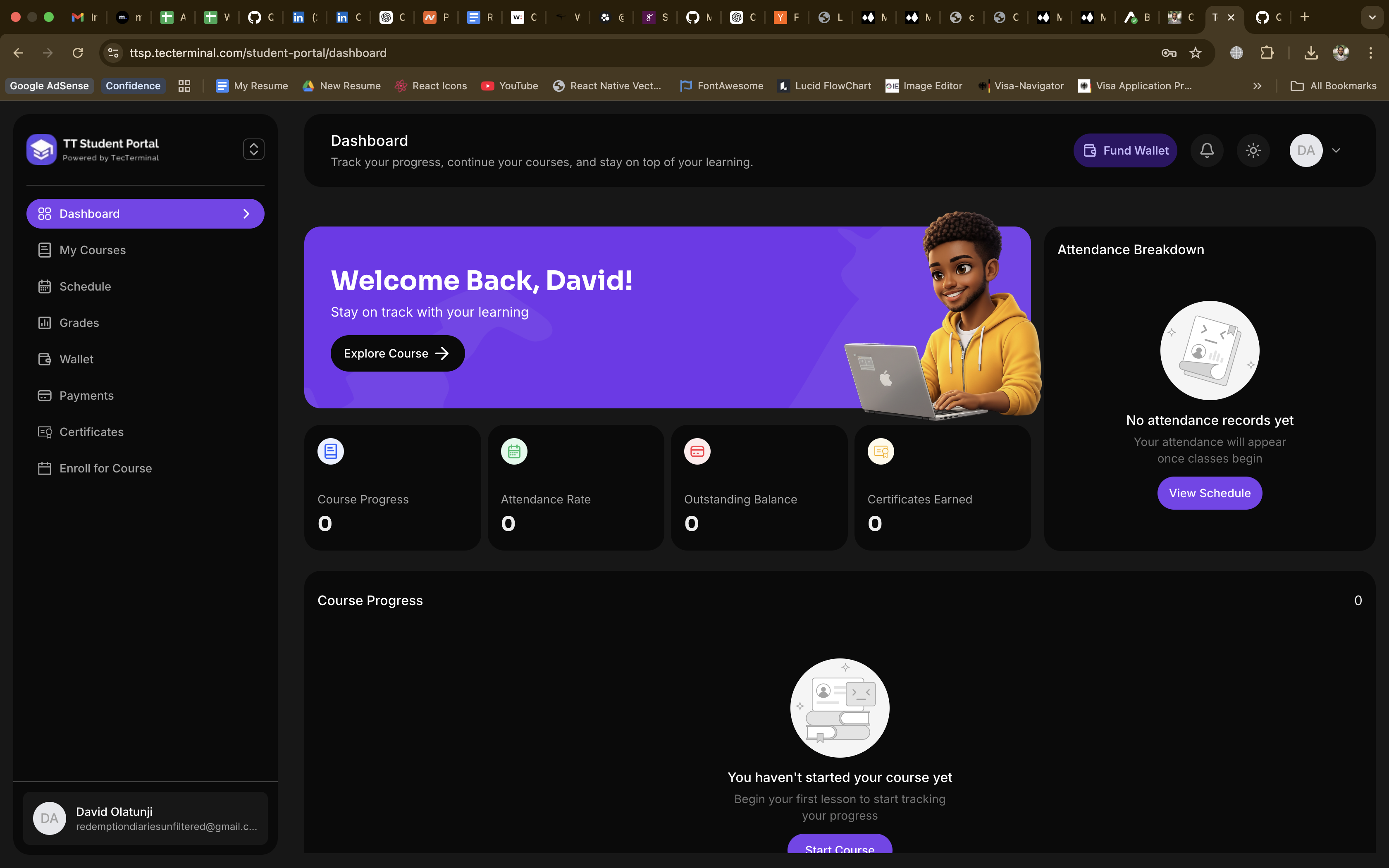 TecTerminal Student Portal screenshot