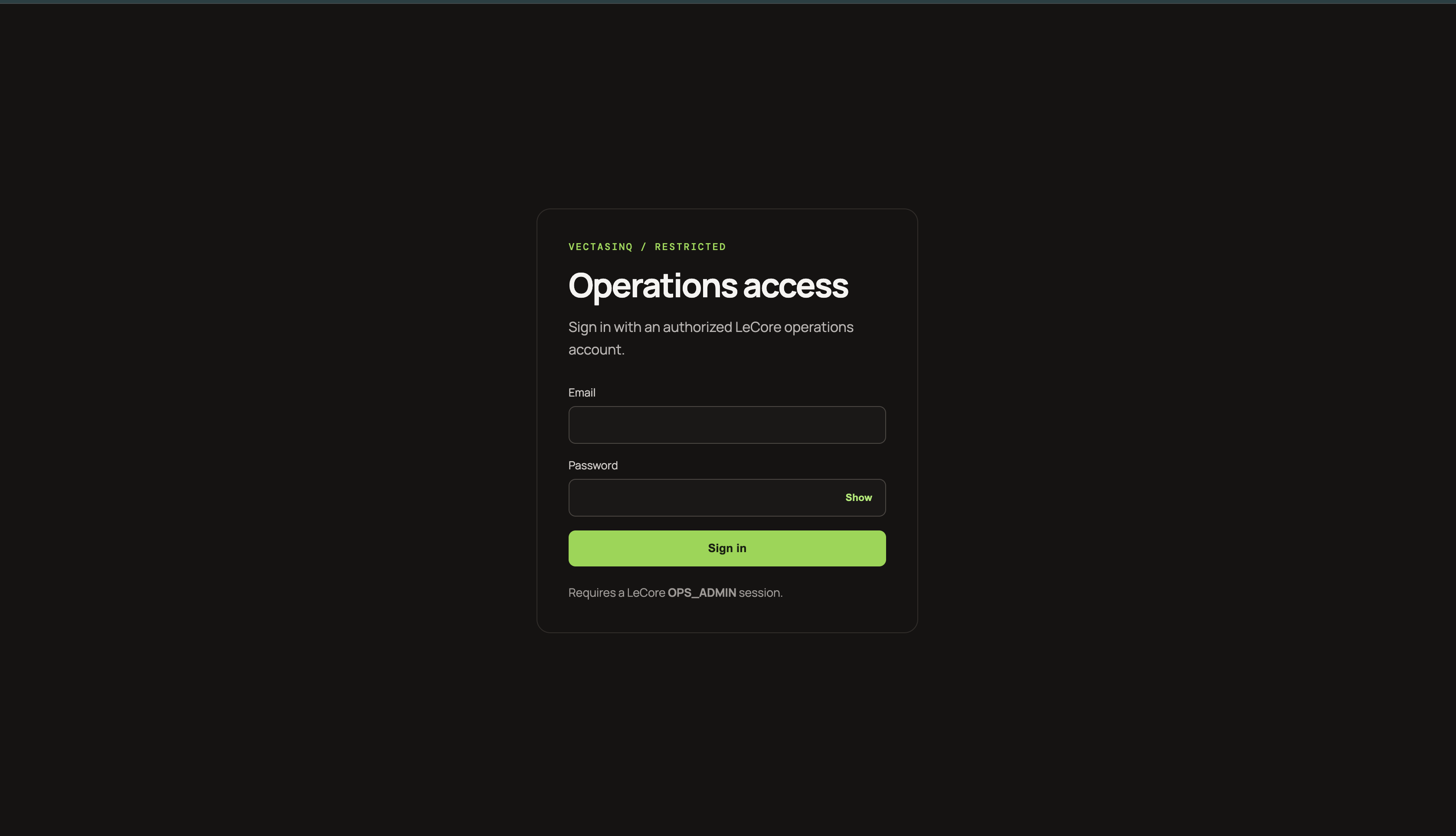 VectaSinq notification platform dashboard